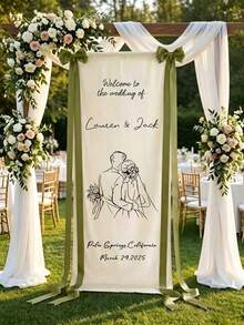 Customized Wedding Banner, Personalized Fabric Wedding Ceremony And Reception Welcome Sign, Boho Modern Wedding Decor, Custom Hanging Fabric - Multicolor 3 - View 8