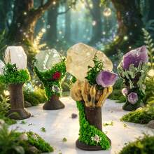 Đồ trang trí bằng pha lê thủ công thuộc bộ sưu tập Forest Series, làm từ thạch anh trong suốt tự nhiên/vàng anh đào/fluorite xanh/thạch anh tím, tượng rêu trang trí bàn thờ phong cách Boho Witchy cho nhà cửa. - nhiều màu - Xem 8