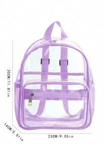 Mochila transparente de PVC, mochila universitaria transparente con correas de hombro acolchadas para natación, deportes al aire libre - Púrpura malva - Ver 3