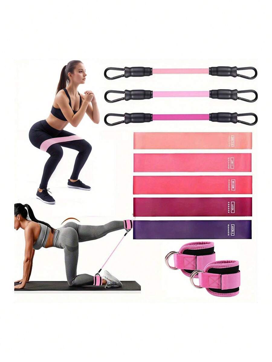 11pcs Hip Resistance Bands Set, Ankle Straps, Glute And Leg Pull Rope, Body Shaping And Slimming, Cable Machine, Hip Lifting Ankle Elastic Band Training Set