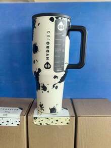 Limited Edition NEW HydroJug Traveler - 32 Oz 40 Oz Water Bottle With Handle & Flip Straw - Fits In Cup Holder, Leak Resistant Tumbler-Reusable Insulated Stainless Steel & Rubber Base - Gifts For Women & Men, - Sữa đen - Xem 4