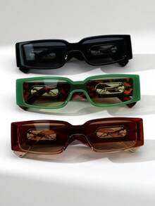 1 Pair Men's Rectangular Y2K Cool Versatile Fashion Fashion Glasses, Suitable For Beach & Vacation - Multicolor - View 4