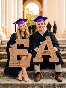 1 pieza Libro de mensajes de graduación de madera personalizado, texto personalizable, Clase de 2026, regalo para mujeres y hombres, decoración de escritorio para fiesta de graduación, accesorio fotográfico premium - Multicolor - Ver 3