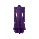 Purple Stand-up Collar Mid-length Women's Coat