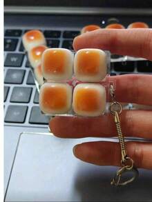 1pc Exquisite Caramel Bread Shaped Keychain Versatile Stress Relief Fidget Toy Mechanical Keyboard Switch Tester Keyring Desktop Decor Phone Charm Creative Novelty Anti-Anxiety Finger Toy EPMF - 多色 2 - 查看 2