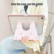 1 pieza Funda con tapa abatible para tableta con ranura para bolígrafo, diseño de lazo rosa, soporte giratorio 360°, portabolígrafos incorporado, funda de piel sintética con función de suspensión/activación automática, compatible con Huawei///Apple/ y otros modelos populares, adecuado para volver a la escuela, el Día de San Valentín, regalos festivos - Multicolor - Ver 6