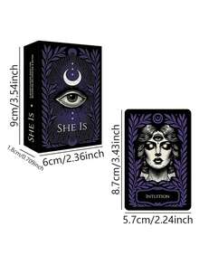 1pcs SHE IS 52-Card Mindfulness Affirmation Deck, Inspirational Self-Reflection & Inner Growth Cards With Guided Prompts, Vintage Celestial Goddess Artwork, Perfect For Self-Love & Personal Growth, Thoughtful Spiritual Gift For Women & Mindfulness Enthusiasts - 1pcs - 查看 8