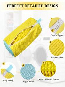 1/2 piezas Bolsa de lavado de zapatos de 360° Organizador de lavandería protector Lavable a máquina Secado al aire Forro de felpa Malla de almacenamiento para zapatillas, zapatos casuales, botas, previene la deformación y el daño, cuidado de calzado deportivo - Multicolor - Ver 7