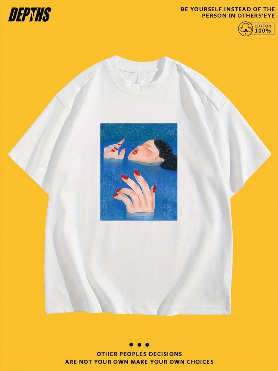 New Summer 2026 Collection, Cartoon Fun Creative Pattern Round-Neck T-Shirt, Pure Cotton Summer Fashion Short Sleeve, Casual Everyday Outing Style Top, 100% Cotton, Sizes S–7XL, Ships Within 24 Hours - trắng - Xem 1