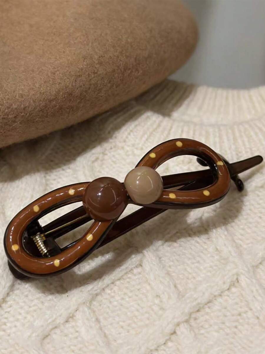 1PC Colorful Polka Dot Round Beads Twisting Clip For The Back Of The Head. One-Strand Grip Clip. High-End Style New Hair Clip For Updo Hair Accessory.,Travel,Birthday - Multicolor - View 1