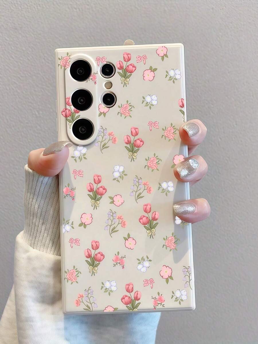 1件創意花卉液態軟矽膠手機殼,適用於 Galaxy S26 S25 S24Ultra S24Plus S24FE S23 S22 A55 A54 A53 A52 A50 A30 A42 A35 A34 A33 A25 A24 A20 A30 A15 A17,Honor X9b X9A X9D X7B X9C X6A 8X X7 X8 X8C X8B Y9S Y9A Y7P Y7P/1+ - 白色 - 查看 1