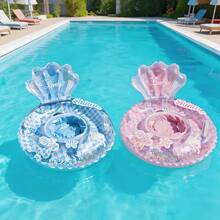 Anillo inflable con forma de concha, flotador de piscina a cuadros con brillo adecuado para actividades en la playa y la piscina - Multicolor - Ver 1