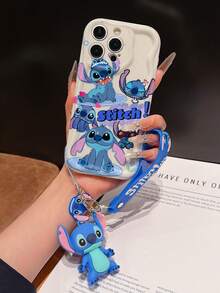Disney Has Authorized, Phone Case - Chain Set, The Stitch Lilo & Stitch Phone Case Plus A Silicone 3D Or Fluffy Style Stitch Bracelet With Metallic Ring Removable Bracelet, Stitch And Angel Pattern, Compatible With Iphone 17/16/15/14/13/12/11/XS/XR/X Plus Pro Max, Wavy Design Phone Case For Girl, A Stylish Cartoon Summer Phone Case, The Perfect Gift Choice, Phone Protection, Durable Phone Cover, Great Gift For Friends And Family - Màu trắng kiểu A - Xem 6