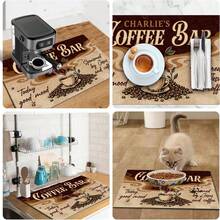 1 pieza Estera de secado absorbente con patrón de grano de café vintage, Almohadilla de drenaje multiusos, Regalo para el hogar, Decoración de mesa - XYLSD-239 - Ver 11