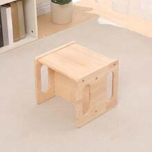1pc Minimalist Modern Wooden Stool With Handle, Compact & Versatile Storage Stool - Wood Color - View 6
