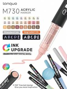Set de 9/48/72/96/192/240/288 colores de marcadores de pintura acrílica con bolsa de almacenamiento, punta de pincel suave, tinta a base de agua, inodoro, resistente al agua, secado rápido, adecuado para pintura de rocas, lienzo, madera, huevos y manualidades DIY - multicolor - Ver 6