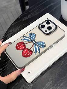 Patriotic Star Bow And Cherries 2D Pattern Popular Creative High-End Beautiful And Fashionable Commuting Personality Style Suitable For Elders Friends Family Lovers Your Own Birthday Gifts Holiday Gifts IMD laser Feel Full Protection Dustproof And Waterproof Soft Shell Compatible With Apple 17/17AIR/17Pro/17ProMax 16 15 14 13 12 11 And Galaxy S Series. - Negro - Ver 4