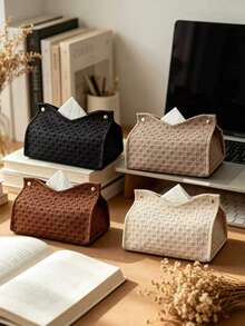 1/4/5Pcs Woven Pattern Tissue Box, High Capacity Toilet Paper Storage Organizer, Multiple Colors Available, Suitable For Home Living Room, Desktop Kitchen, Dining Room Bedroom, Holiday Celebration Decoration, Wedding Gift Essential, Luxury Gift Choice. - View 1