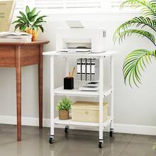 3-Tier Mobile Printer Stand Height Adjustable Wooden Storage Cart For Home Office - White - View 3