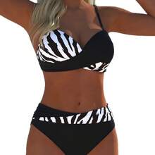 New Summer  Women's Fashion Two-Piece Cross Bikini Set Swimsuit - Flower - View 5