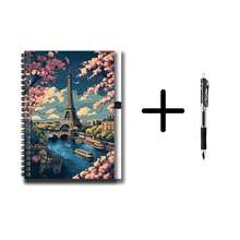 1 Set Romantic Paris Eiffel Tower Landscape Spiral Notebook With Pen, 100 Pages Practical Inner Pages. A Helpful Companion For Work And Study, Suitable For School Daily Use. Whether For Diary Writing, Planning, Or As A Graduation/Birthday Gift, It Is An Excellent Choice For Convenient Writing And Capturing Wonderful Moments. - F Style + a Pen - View 2