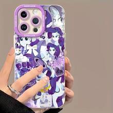 Collage con temática de ponis morados y blancos de Rarity.funda de teléfono Fundas compatibles con ,Apple,VIVO,OPPO,,, y Honor.Fabricadas en silicona TPU,ofrecen protección contra golpes y caídas. - Blanco - Ver 2