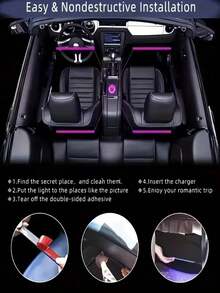 1pc Easy Installation High Brightness Car Neon Light Kit, Car LED Light Strip, Interior Decor Light, Christmas Decor, Neon Light Accessories, Atmosphere Light Strip, Footwell Neon Light Set - Multicolor - View 7
