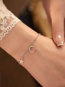 1件精美S925银星月流苏手链，精致百搭的友谊礼物，适合派对和日常佩戴 - #1 - 查看 3