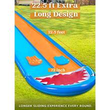 Sloosh - Tobogán acuático Doble Shark Resistente tobogán de 6 8 m para césped con aspersor y Dos Tablas inflables para Fiestas Verano Patios y Actividades al Aire Libre - como en la foto - Ver 3