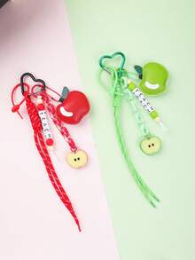 1pc Apple Cute PU Braided Rope, Mushroom, Bell, TEACH Letter, Heart Keychain, Backpack, Car Key Chain Accessory, Teacher's Day Gift Gifts For Mother, Father, Graduation, And Teacher - Multicolor - View 2