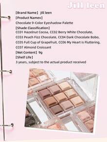 jill leen 9-Color Chocolate Eyeshadow Palette, Matte & Pearl Finishes To Enhance Complexion, Suitable For Daily Commute CC02 - CC02 - View 5