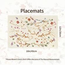 1pc Floral Print Linen Placemat, Breakfast Mat, Coffee Coaster, Bowl Pad, Kitchen Accessory, Easy To Clean Dining Mat, Suitable For Home, Restaurant, Dining Decor, Holiday Gift, Gift For Friends, Multi-Piece Set - Multicolor - View 4