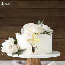 1pc/3pcs/6pcs Gold Acrylic Baptism Cross Cake Topper, Suitable For Birthday Party, Communion, Wedding, Baby Shower And More Occasions - Multicolor - View 10
