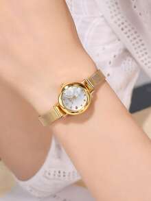 2pcs Fashion Creative Petite Personalized Women's Quartz Watches, Round Minimalist Dial, Alloy Strap, Suitable For Sisters, Couples, Festivals, Parties, Weddings And Daily Wear, Best Gift For Women - Multicolor - View 8