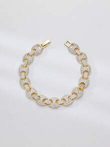 1PC Hip-Hop Style Inlaid With Cubic Zirconia Coffee Bean Cuban Bracelet,Suitable Teenager Combine Well With Any Outfit Party Club Accessories - Eight-character Chain - View 7