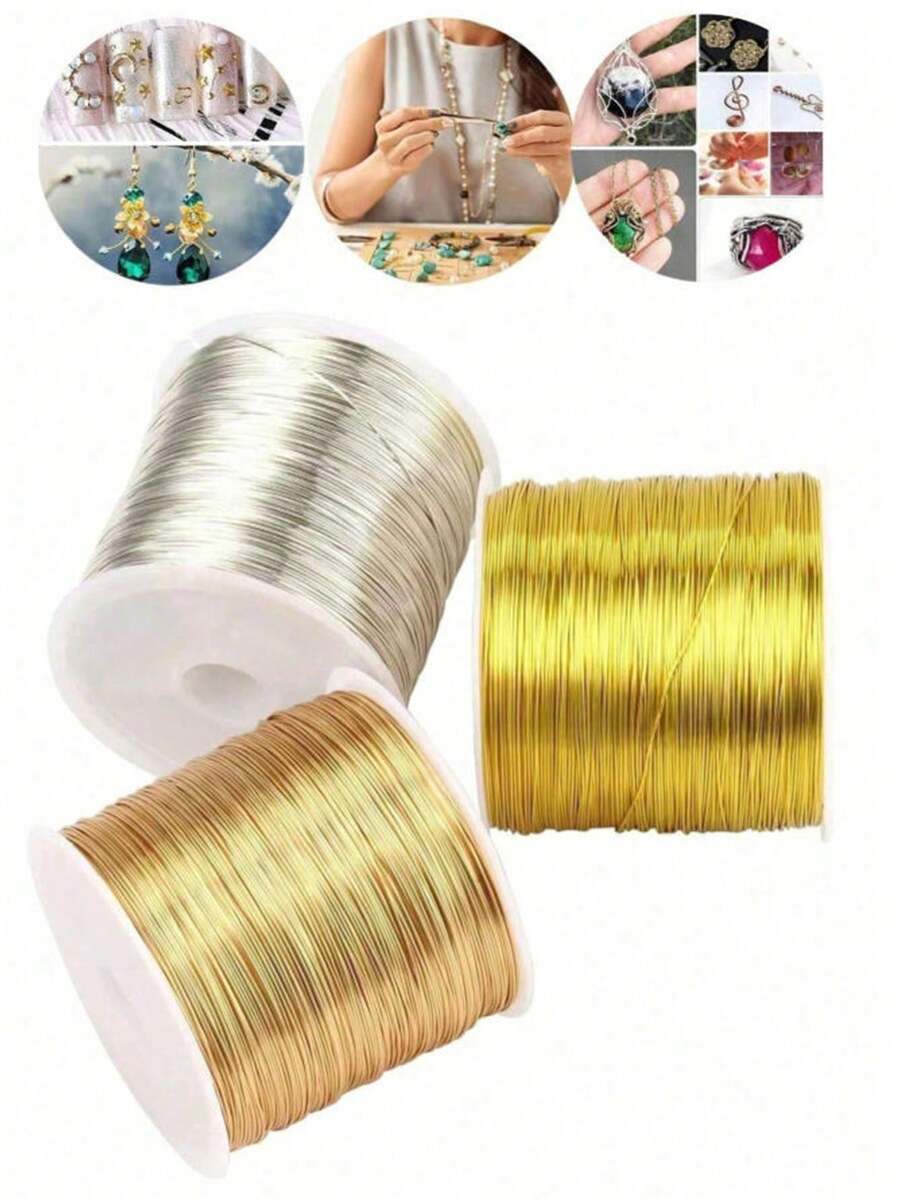 15m-100m Gold/Silver Metal Wire, High Quality Stainless Steel Jewelry Wire, Non-Fading, Rust-Proof, Color-Fast, Durable, Suitable For Bracelet, Necklace DIY, Non-Fading Beading String, Jewelry Cord, Handmade Weaving Thread - Multicolor - View 1