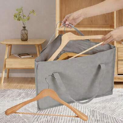 1pc Non-Woven Triangular Clothes Hanger Storage Bag, With Bottom Support Pad, Sturdy And Durable, Can Hold 40 Hangers Of Different Sizes, Suitable For Wardrobe, Drying Rack And Home Storage