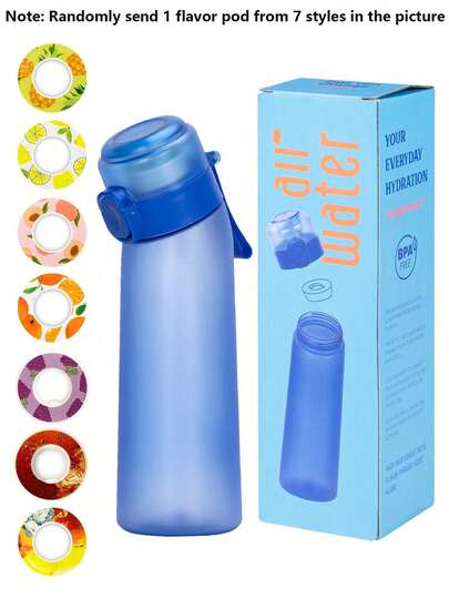 1pc Gift Box Sports Water Bottle With 1pc Random Flavor Capsule, 0 Sugar 0 Calorie Outdoor Birthday Gift Water Bottle, 1 Of 7 Random Flavors Sent
