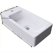Bathroom Wash Sink Basin Wall Hung Rectangular Ceramic Countertop White - [white] - View 6