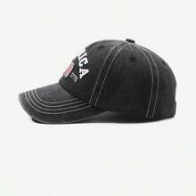 1pc AMERICA Embroidered Distressed Soft Top Baseball Cap, Unisex Outdoor Travel Sun Hat - A - View 4