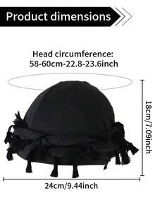 流苏头巾，缎面衬里头巾，男女嘻哈个性套头衫，高品质缎面衬里扭尾帽，适合日常佩戴 - A - 查看 5