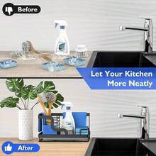 1pc Multifunctional Dish Drying Rack, Sponge & Detergent Storage Holder For Kitchen Sink Countertop - View 3