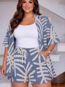 Plus Size Kimono Set - Lá Xanh - Xem 1
