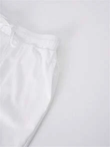 1pc Women's Lightweight 3/4 Harem Pants With Elastic Waistband - White, Black, Loose Fit, Drawstring, Breathable Polyester, Casual Spring/Summer - White - View 6