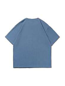 Compatible With The Minimalist Printed Short-Sleeved T-Shirt For Men, Comfortable And Breathable, Suitable For Summer, Fashionable. - 塵土藍2 - 查看 4