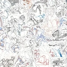 60pcs Sketch Drawing Human Figure Stickers, See-Through Drawing Reference Material, Human Body Structure Creative Decorative Stickers - A - View 6
