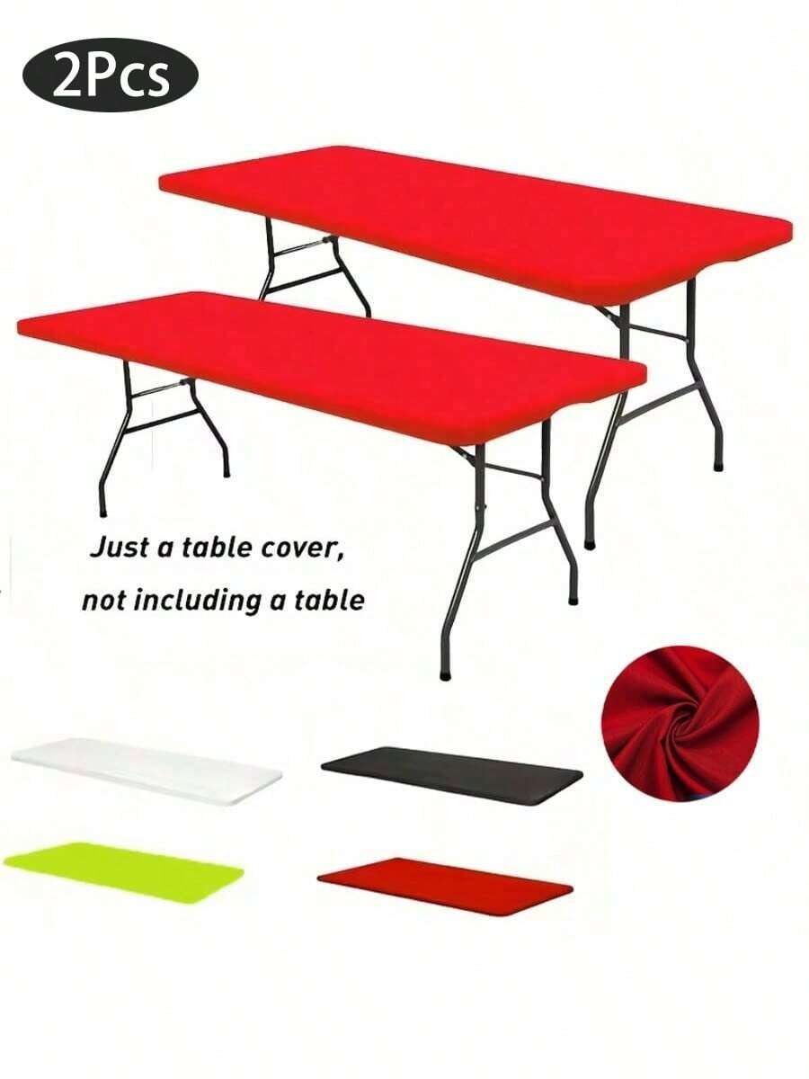 2 piezas Mantel rectangular elástico de 6 pies, mantel ajustable elástico para picnic, exterior, camping, fiesta, lavable a máquina (Rojo, 76cm x 182cm)