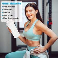 Vaso agitador de proteínas con bola mezcladora, vaso agitador portátil para fitness, 100% a prueba de fugas. - Blanco - Ver 2