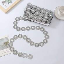 1 yarda Cadena de cuentas de línea de telaraña de acrílico de 3,5 cm Decoración del hogar, boda, fiesta, ropa, accesorio DIY, material de vestido con borde de costura - Multicolor - Ver 11