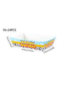 10/24/34pcs Cow Pattern Happy Birthday Food Boxes, French Fries Boxes, Popcorn Boxes, Popcorn Boxes, Birthday Party Decorations And Family Movie Night Snack Boxes, Suitable For Lunch Boxes, Bakery Bread, Burger Restaurants - Multicolor - View 8